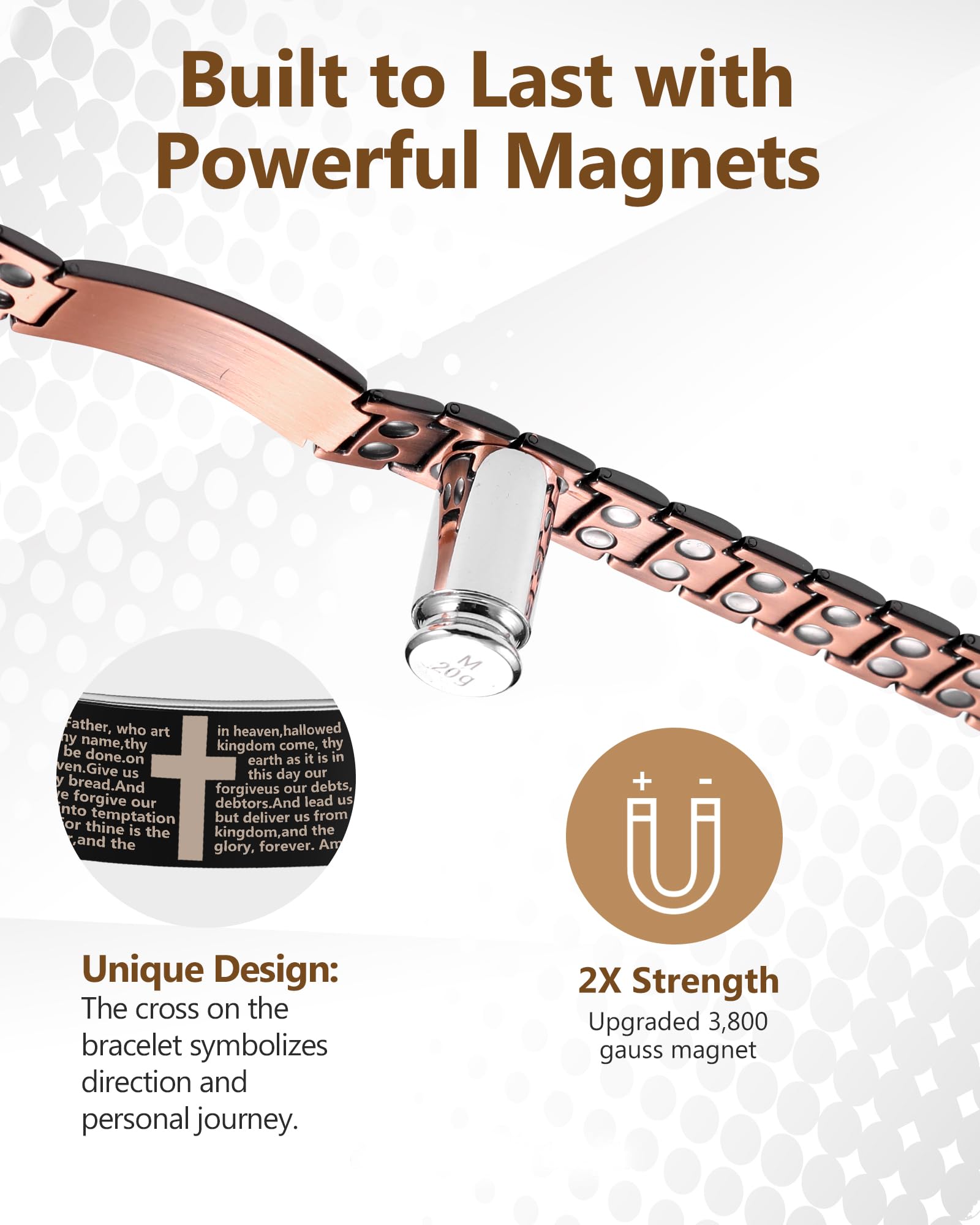 Feraco Copper Cross Bracelet cross-pattern design for timeless style.