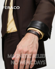 Feraco Copper Cross Bracelet magnet-detail highlighting embedded magnets and energy rhythm design.