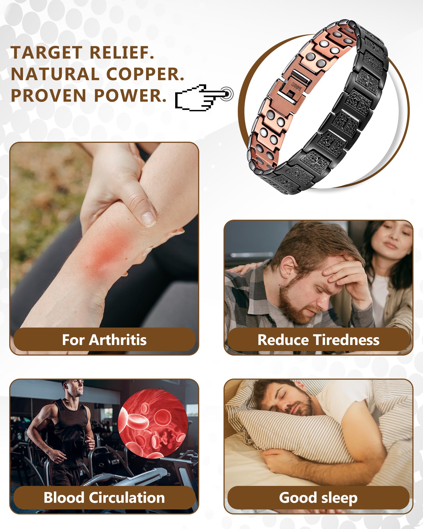 Feraco bracelet worn on wrist shows scale and comfortable silhouette.