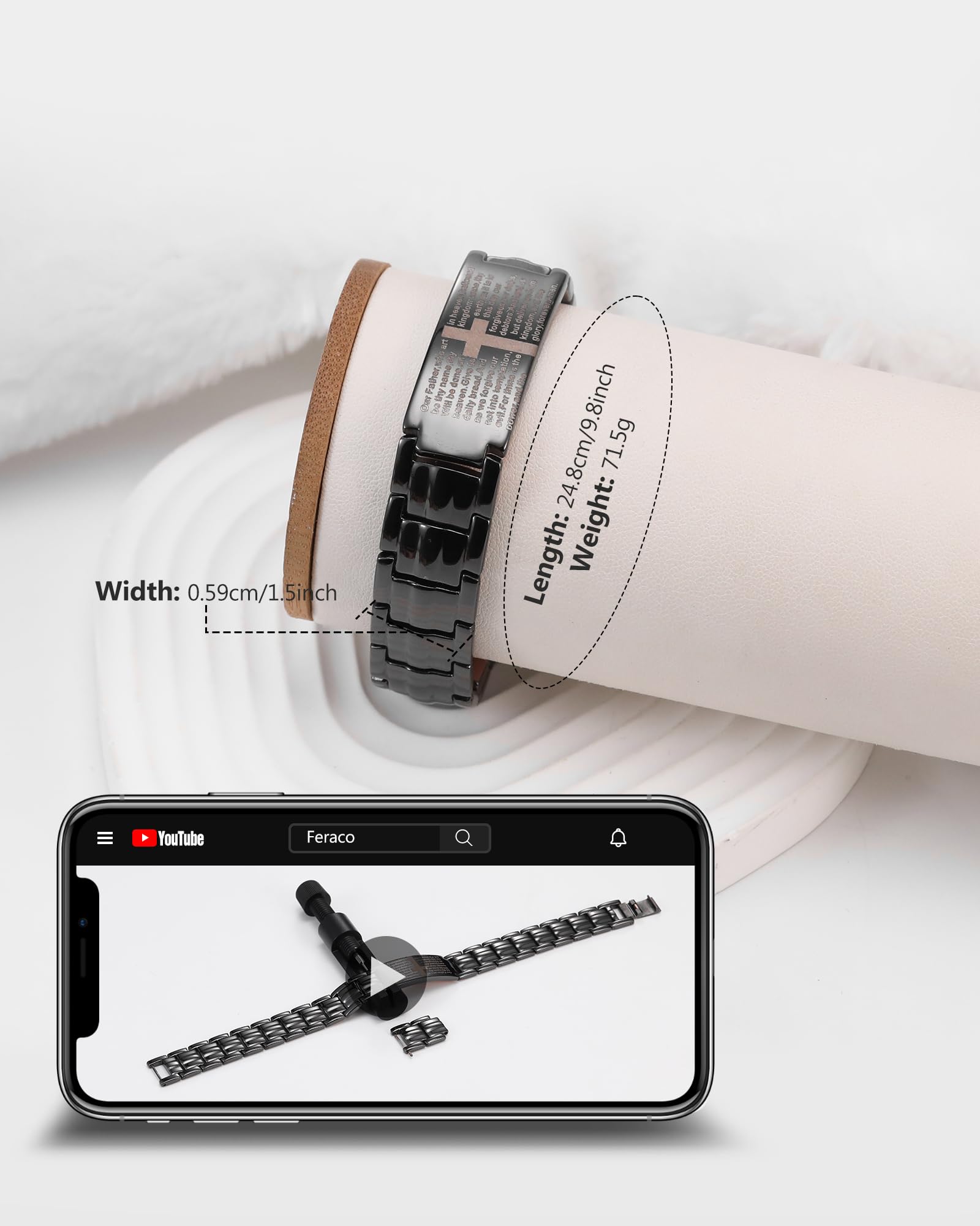 Feraco Copper Cross Bracelet wrist-shot displaying comfortable daily wear.