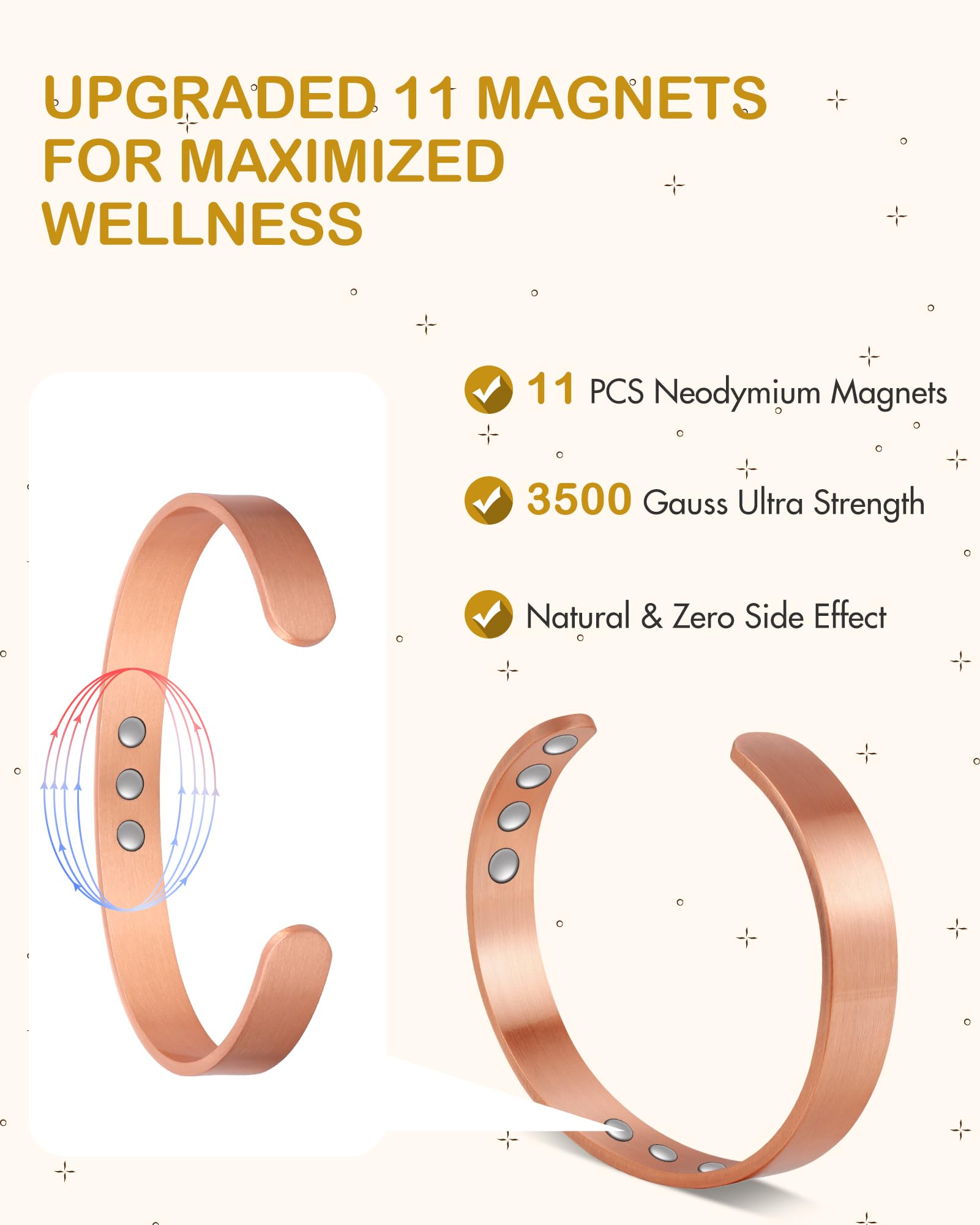 Feraco bracelet side view highlighting magnets and slim profile