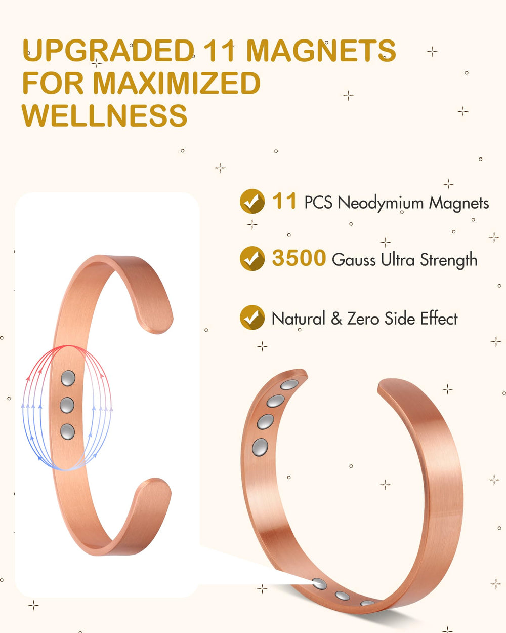 Feraco bracelet side view highlighting magnets and slim profile