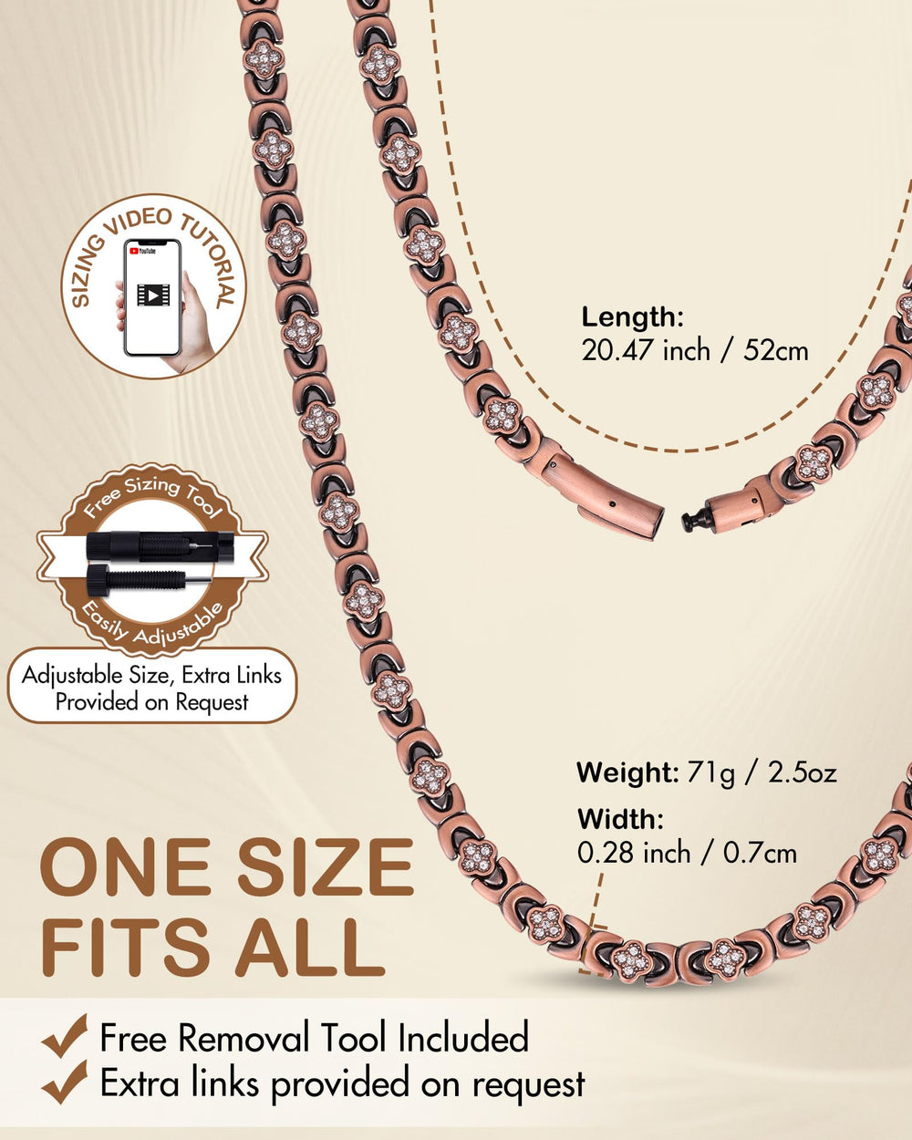 Feraco copper finish lacquer adds shine and scratch resistance for daily wear