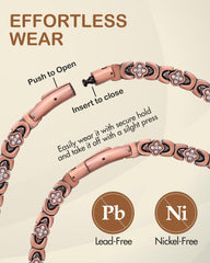 Feraco Copper Necklace magnetic clasp demonstrates effortless wear and secure closure