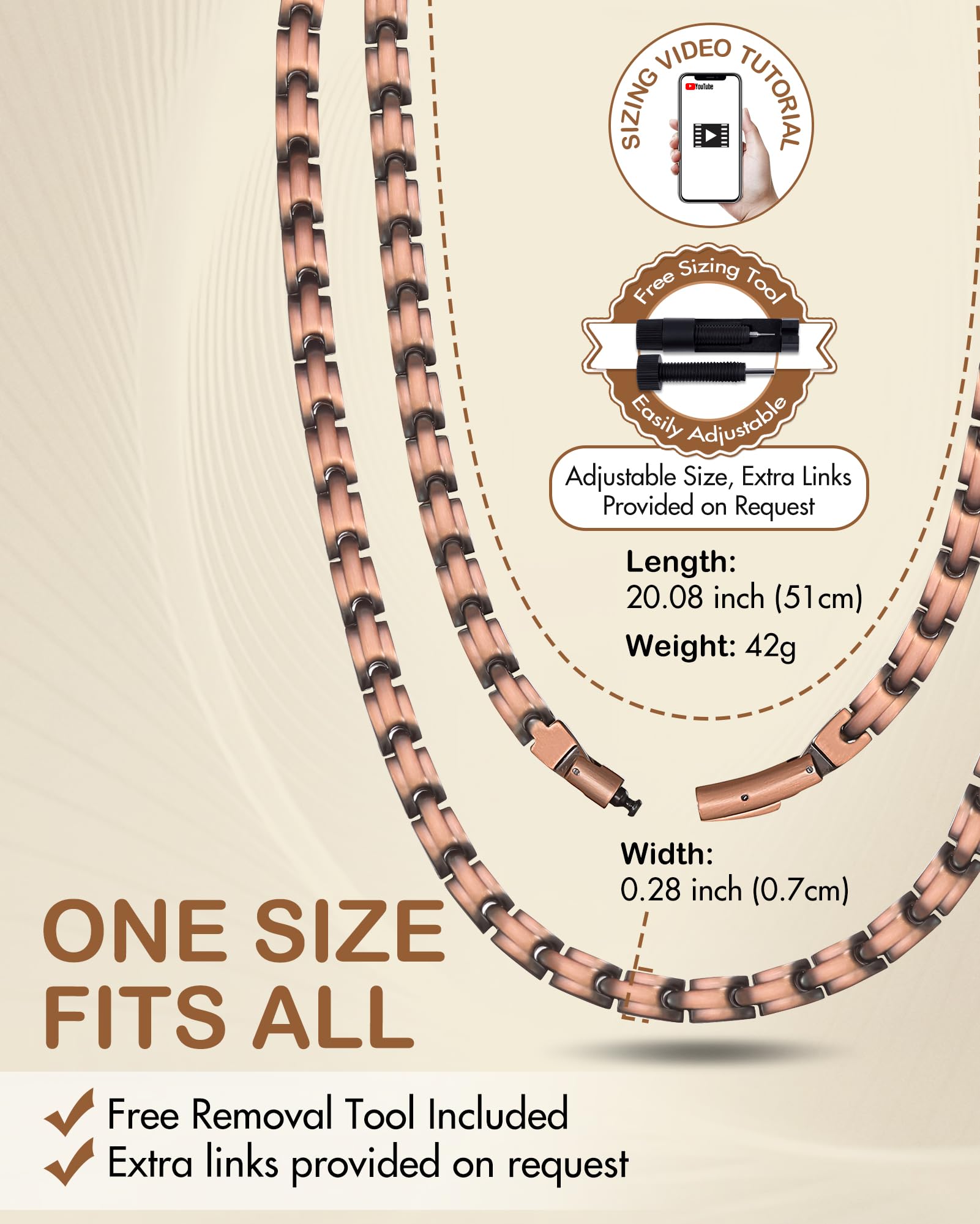 Feraco Copper Necklace On Model showcasing lifestyle styling.