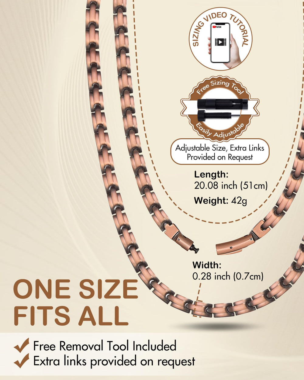 Feraco Copper Necklace On Model showcasing lifestyle styling.