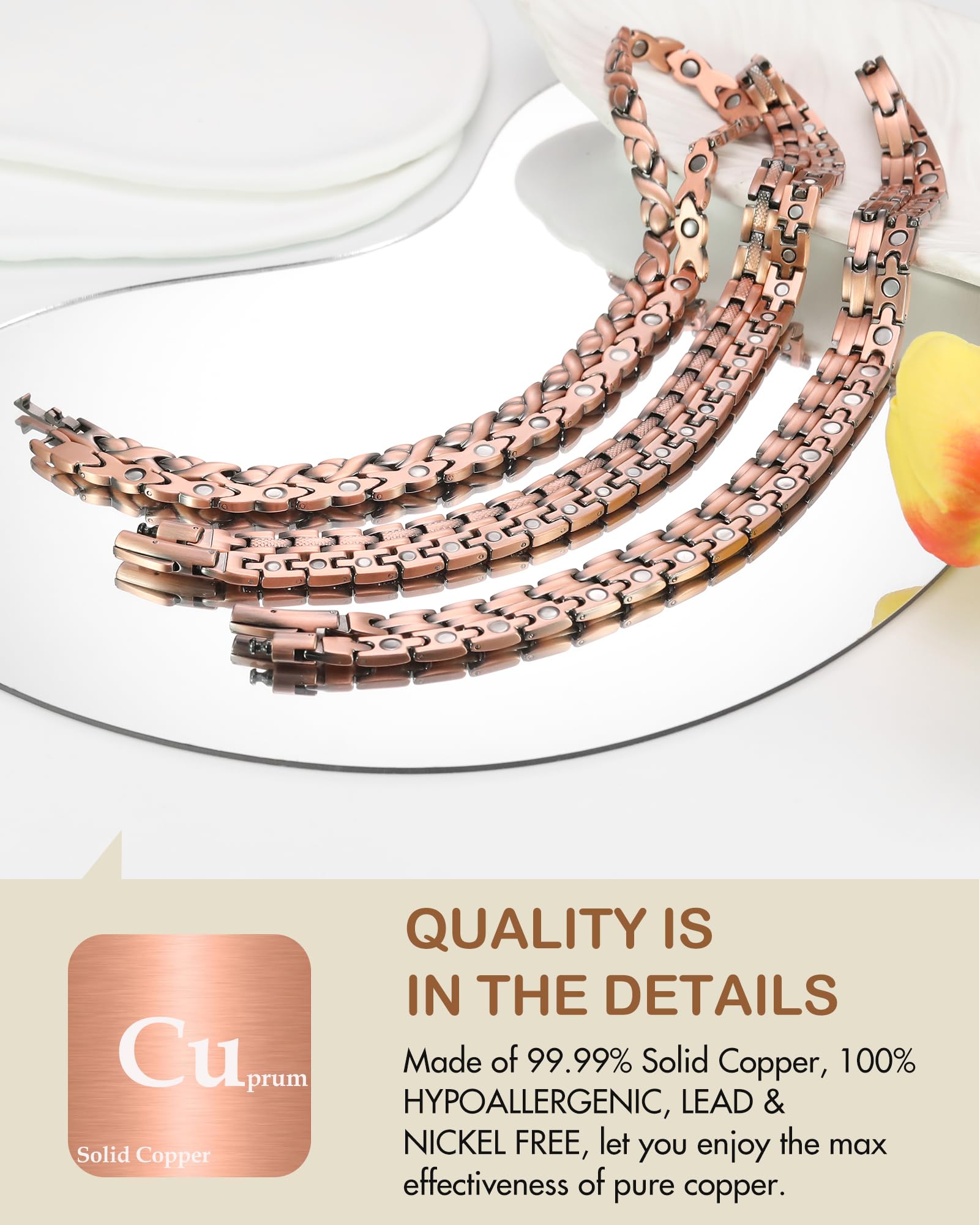 Feraco Copper Necklace Sizing Tool Included for perfect fit.