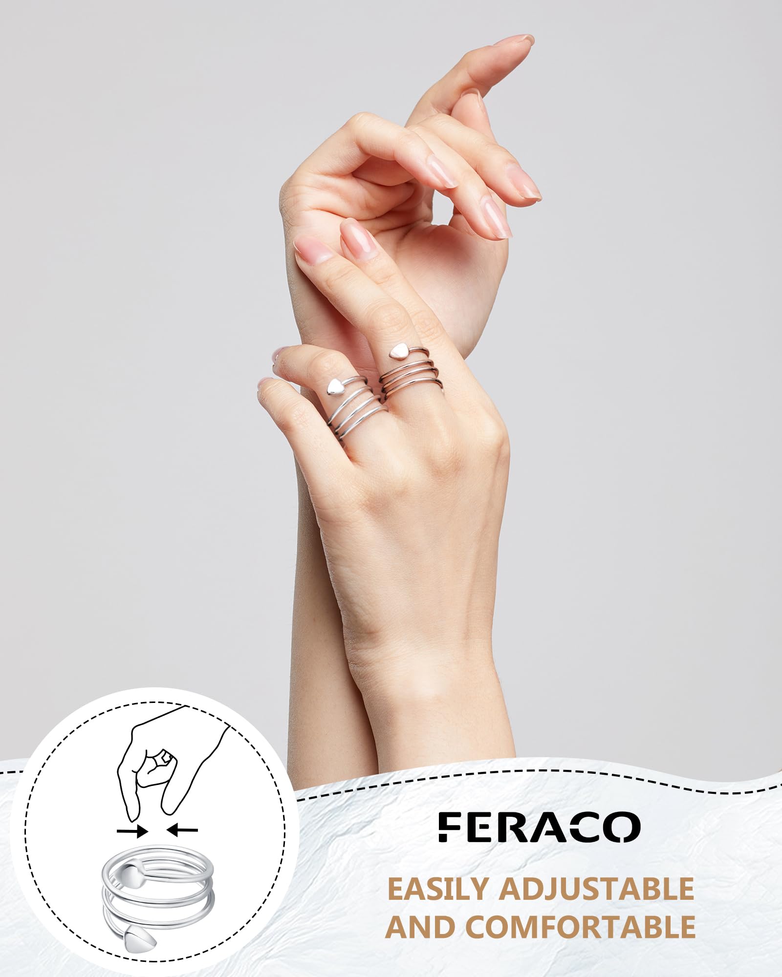 Feraco close-up of adjustable heart-design copper ring