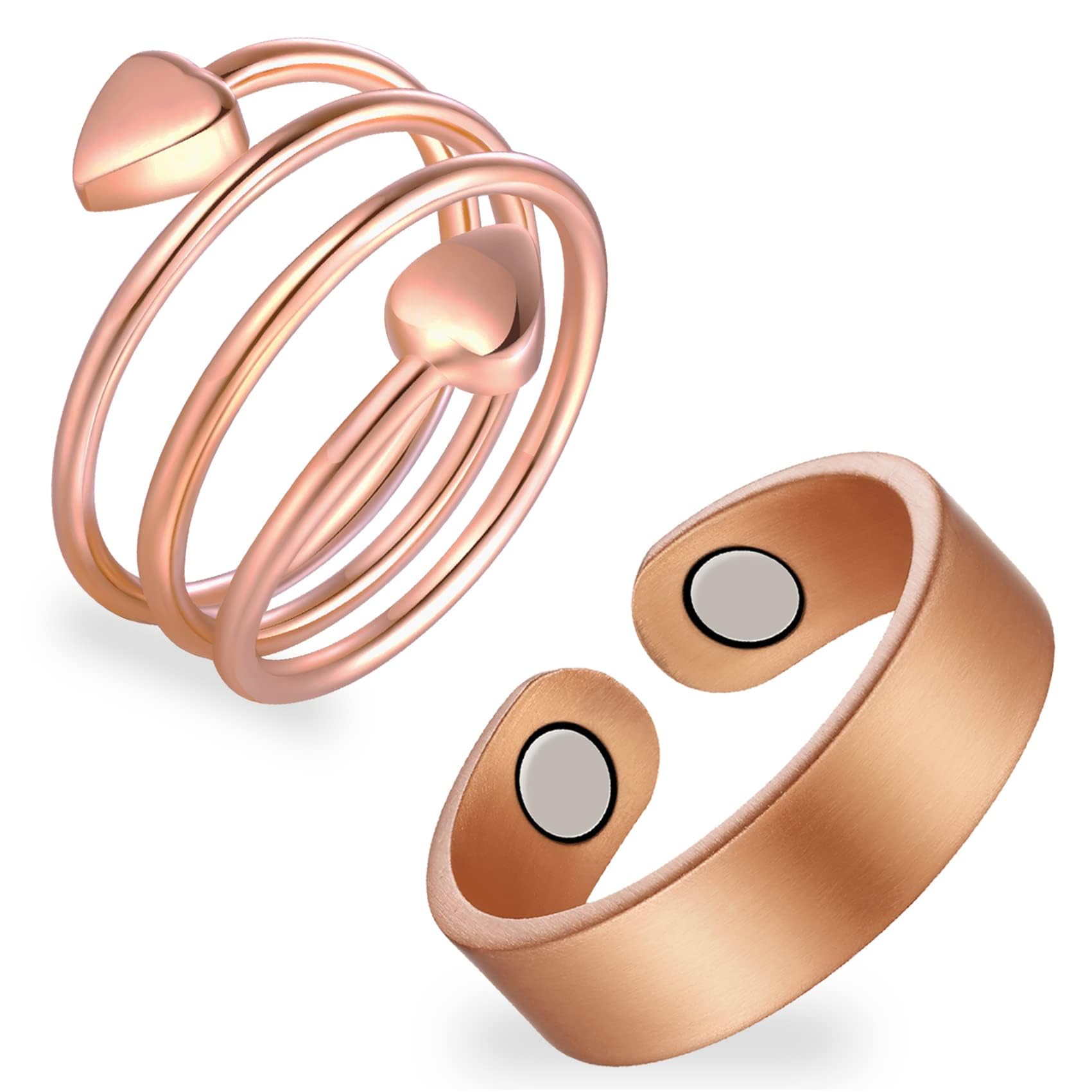 Feraco copper heart-design ring, adjustable and hypoallergenic for everyday wear