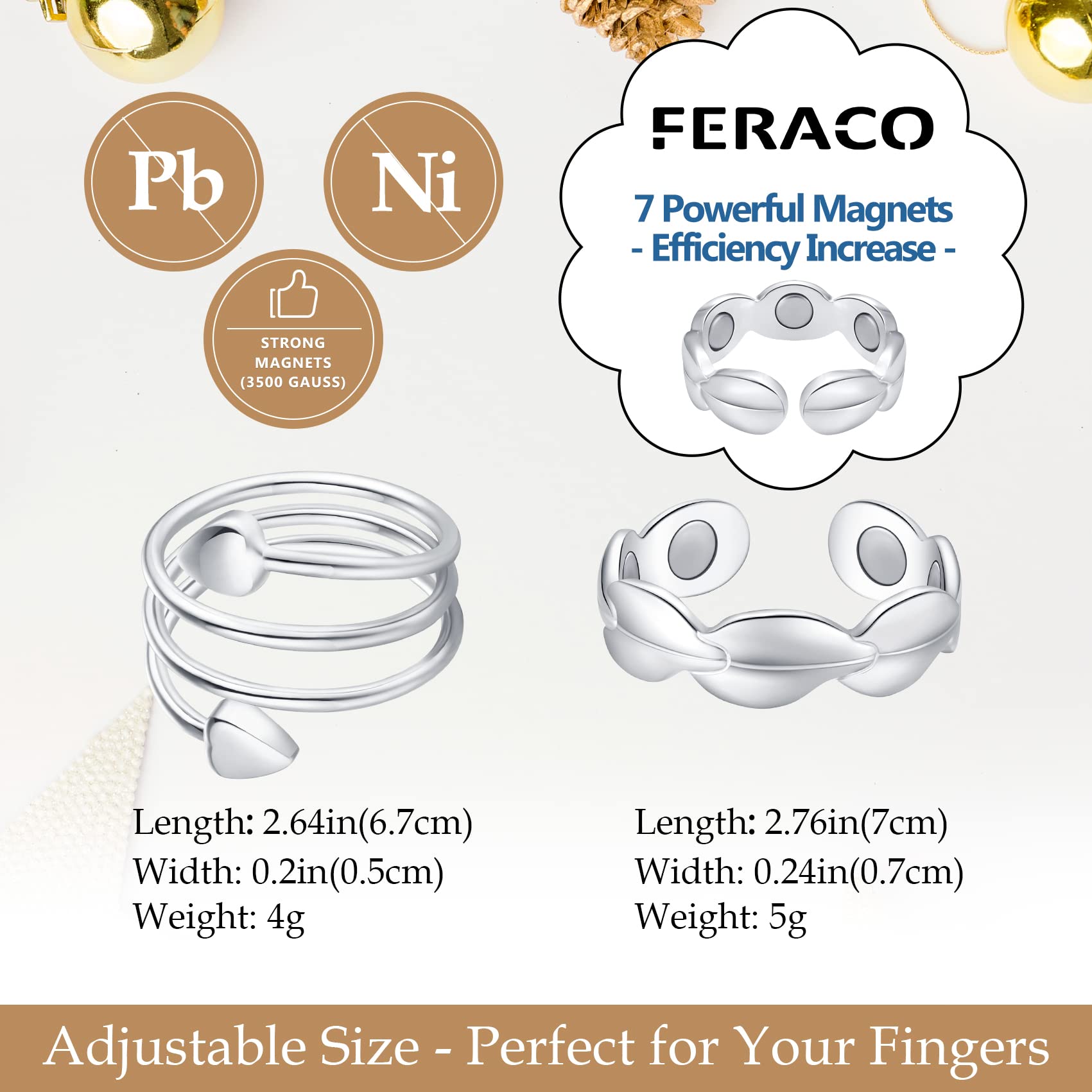 Feraco heart-design copper ring, adjustable size for daily comfort