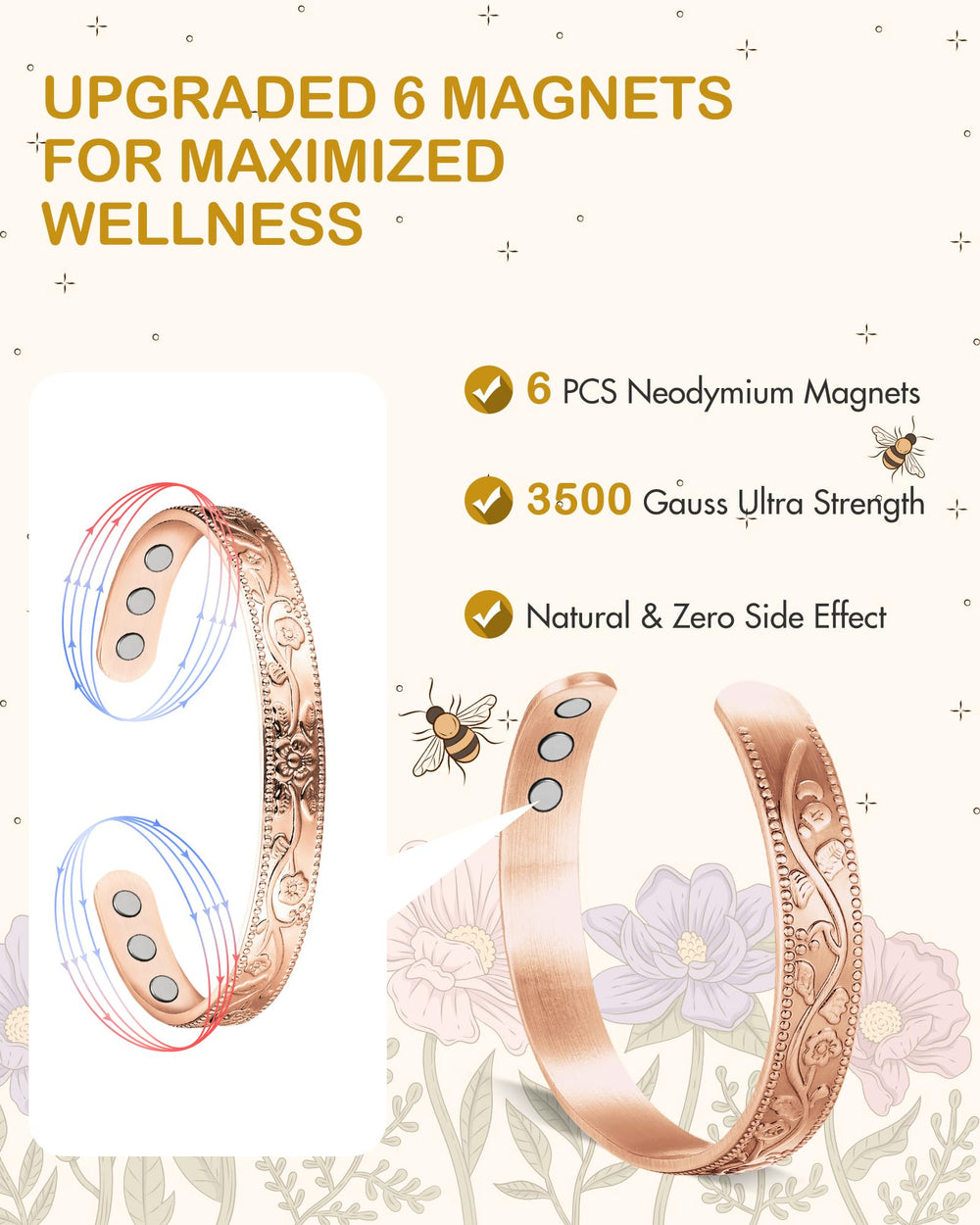 Feraco solid 99.99% copper for durability and skin-friendly wear