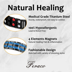 Feraco double-row magnets bracelet showcases four elements for even distribution.
