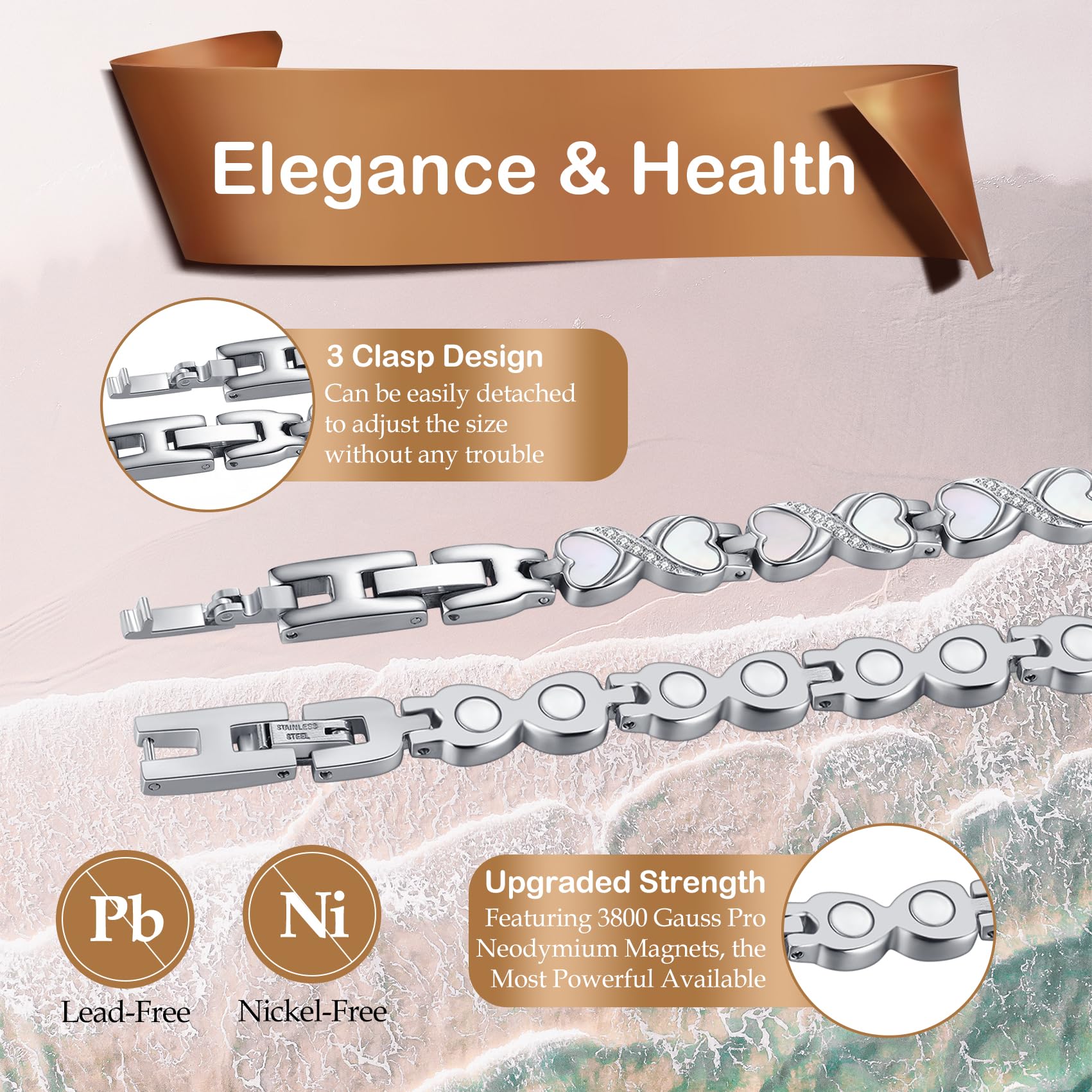 Feraco eternal ocean design bracelet featuring heart and infinity symbols