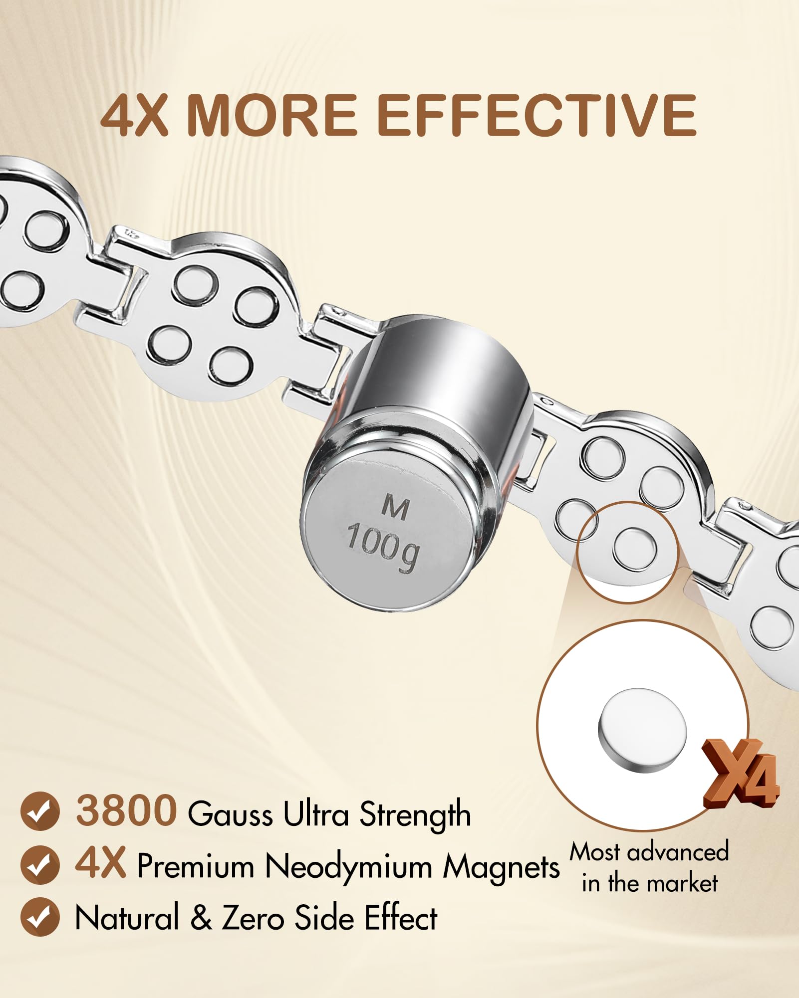 Feraco folding clasp on bracelet for easy on and secure wear.