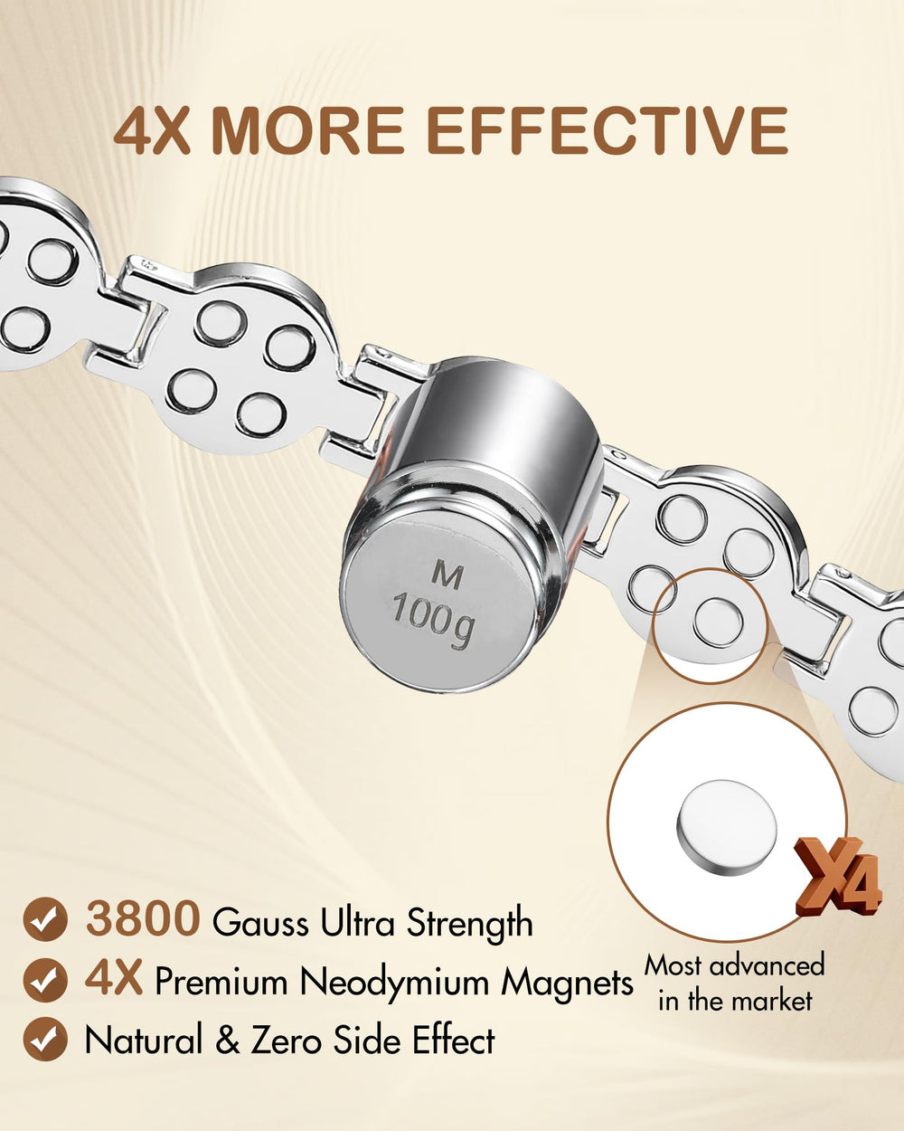 Feraco folding clasp on bracelet for easy on and secure wear.
