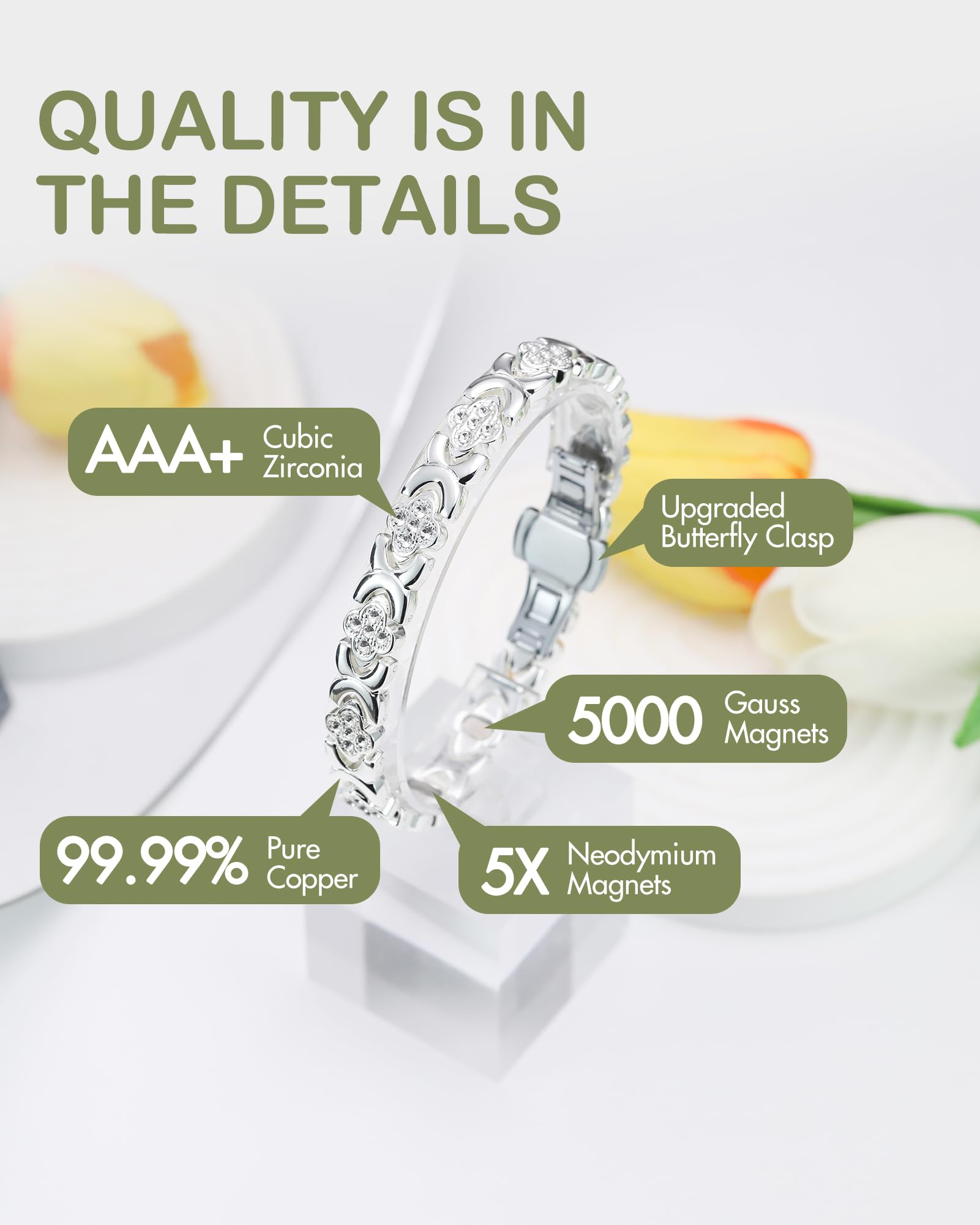 Feraco four-leaf clover and infinity motif with cubic zirconia