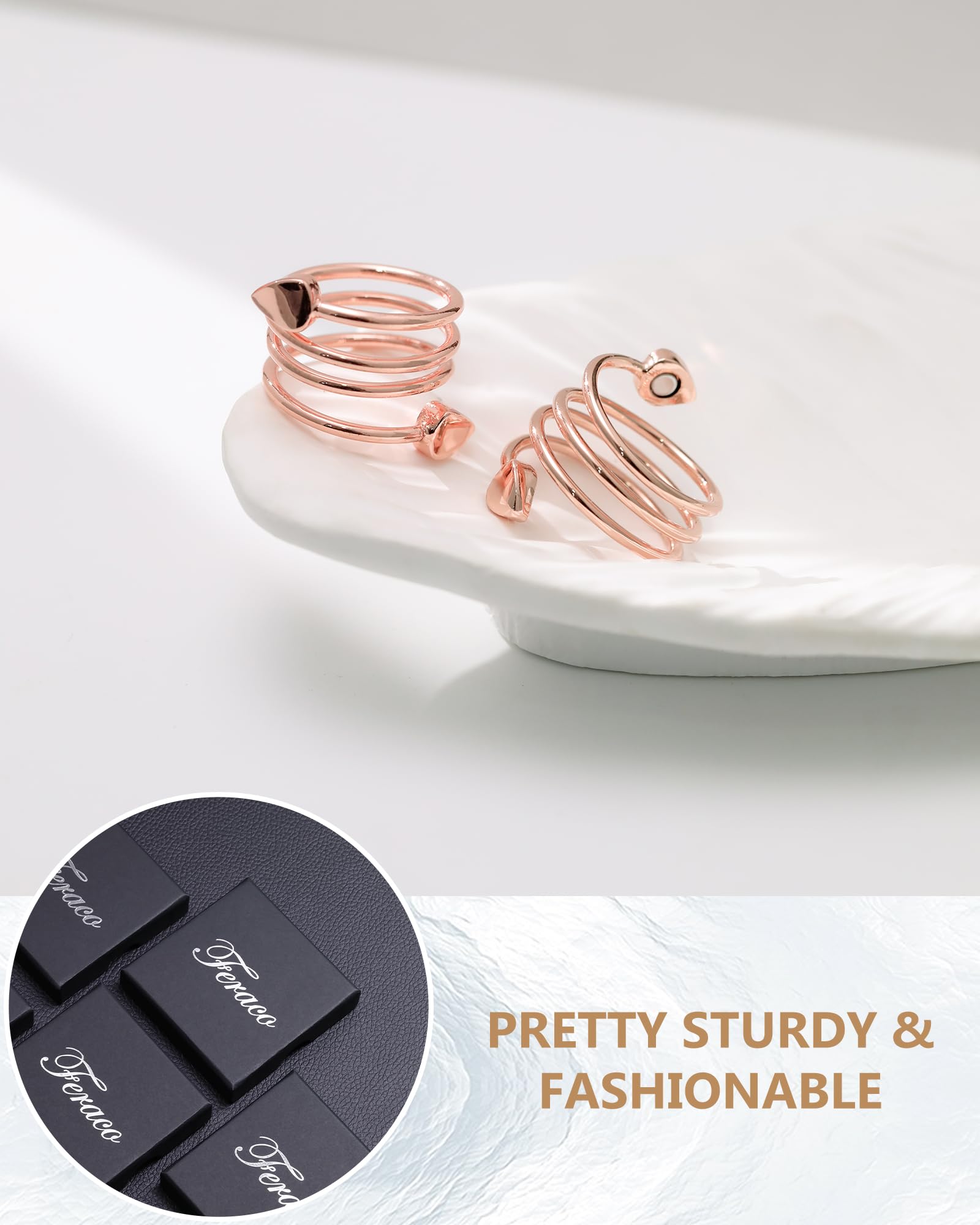Feraco gift-box packaging copper ring ready for gifting.
