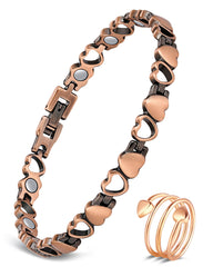 Feraco heart-shape bracelet in solid copper for daily elegance