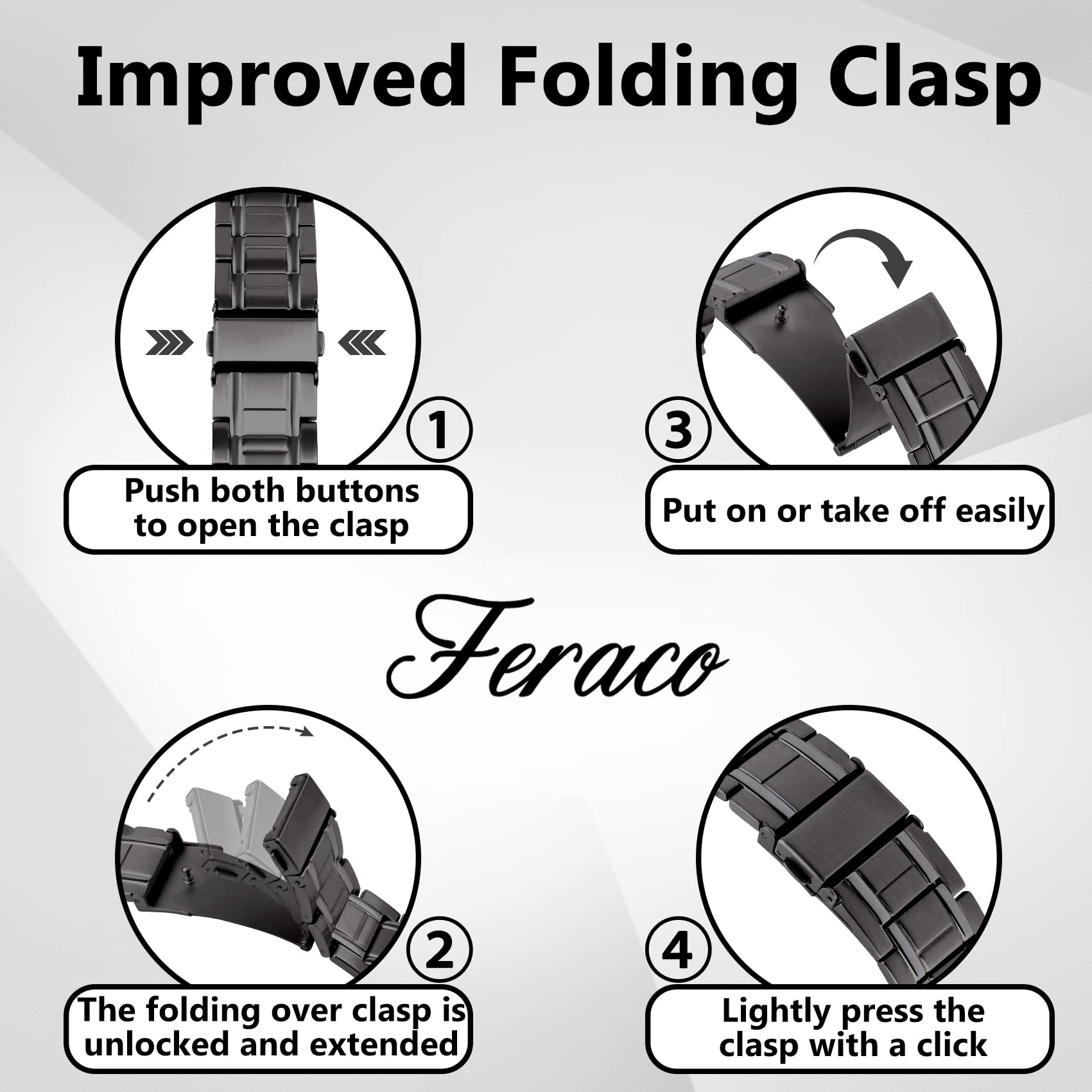 Feraco hypoallergenic, lead-free titanium steel supports comfortable all-day wear