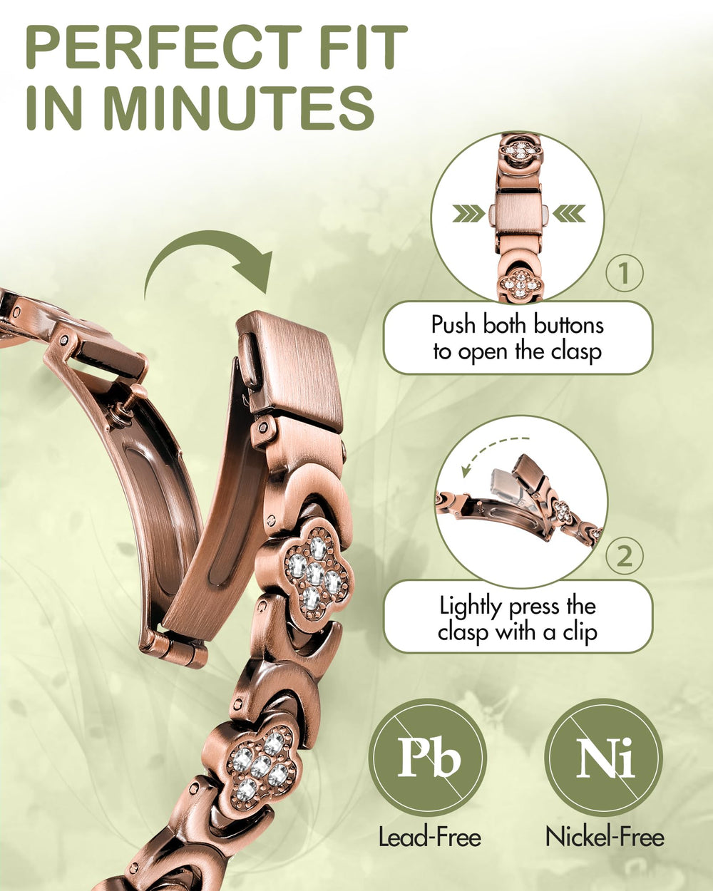 Feraco infinity-clover zirconia detail add sparkle and symbolism to the bracelet.