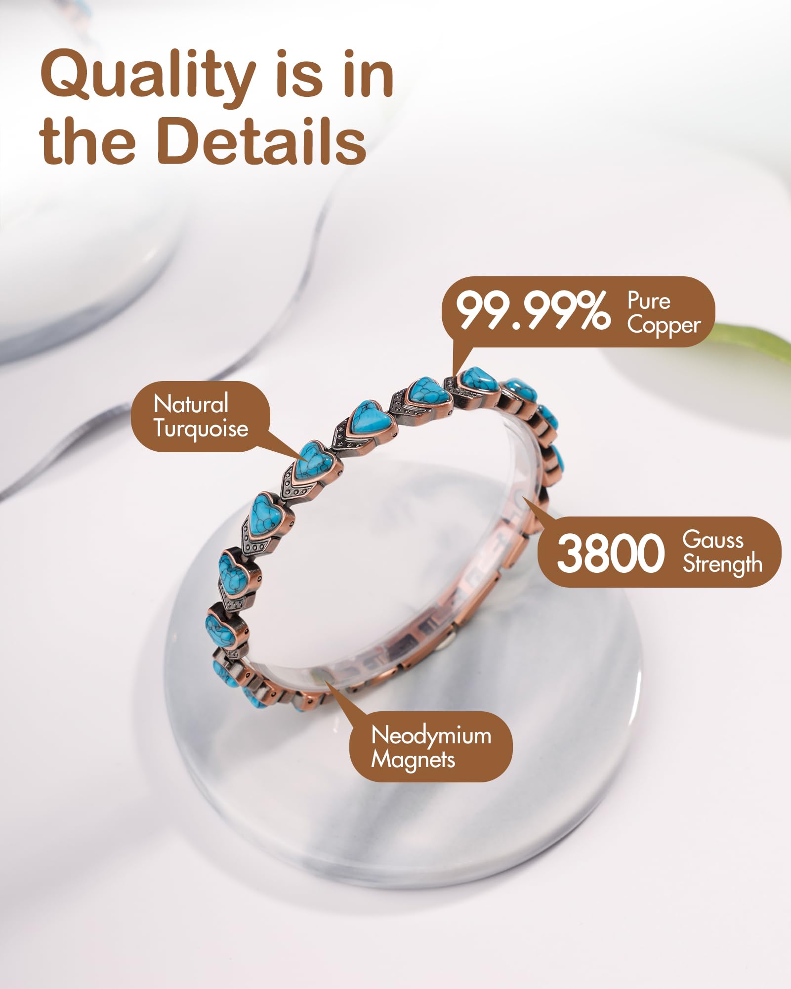 Feraco infinity heart design bracelet with turquoise stones for timeless style.