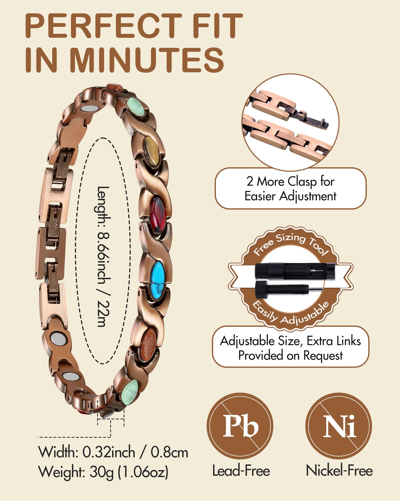 Feraco lightweight bracelet designed for all-day comfortable wear.
