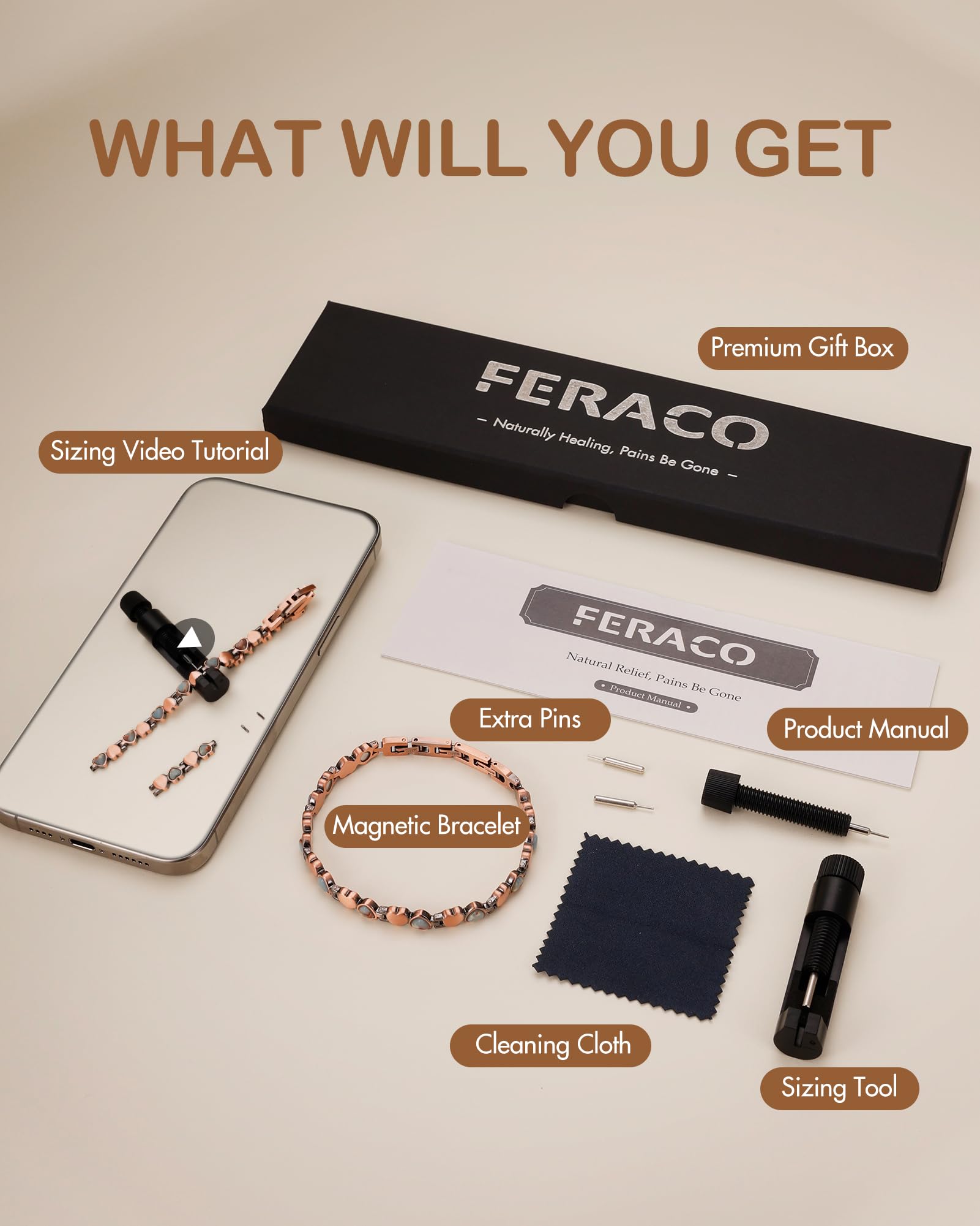 Feraco lightweight, waterproof bracelet suitable for everyday wear.