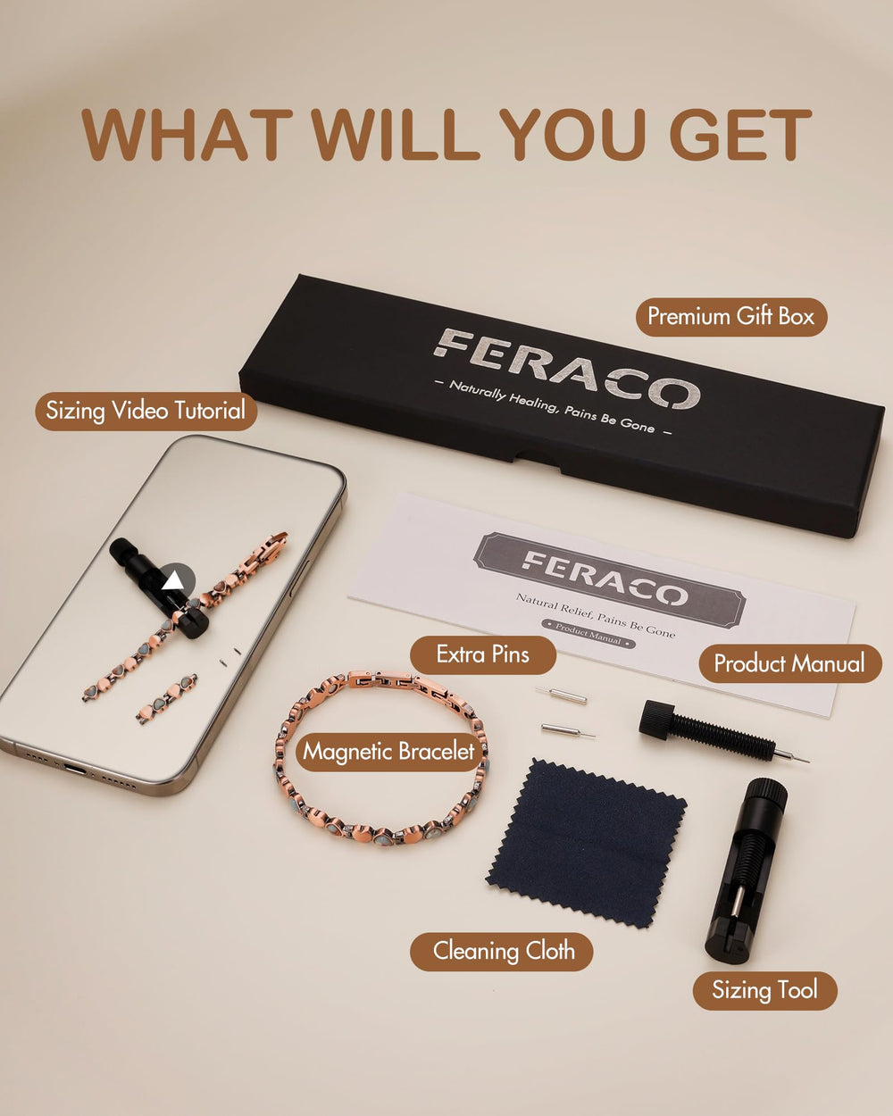 Feraco lightweight, waterproof bracelet suitable for everyday wear.