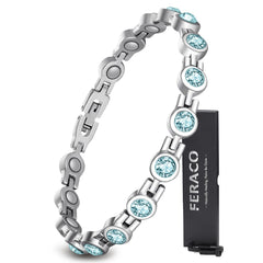 Feraco magnetic bracelet with blue cubic zirconia sparkle for chic daily wear