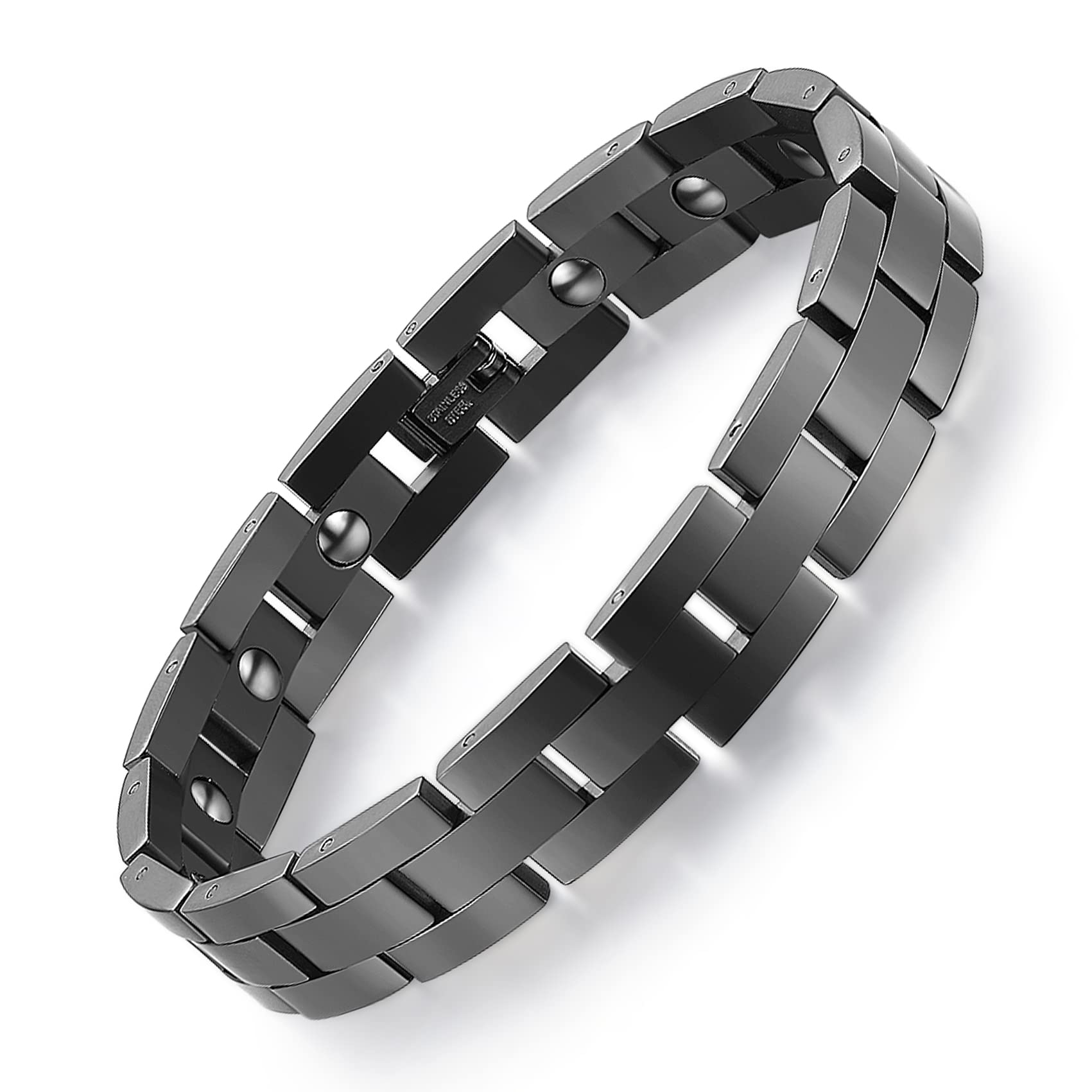 Feraco men's magnetic bracelet in black titanium for daily wear