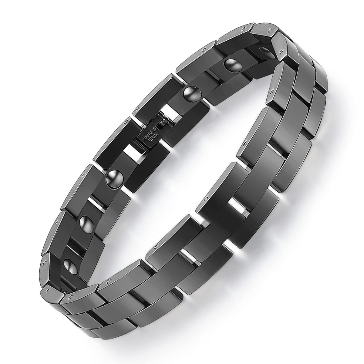 Feraco men's magnetic bracelet in black titanium for daily wear