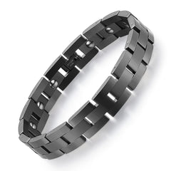 Feraco men's magnetic bracelet in black titanium for daily wear