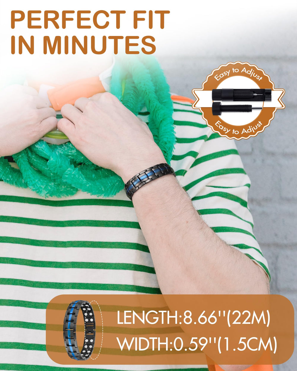 Feraco adjustable magnetic bracelet tool close-up for easy sizing.