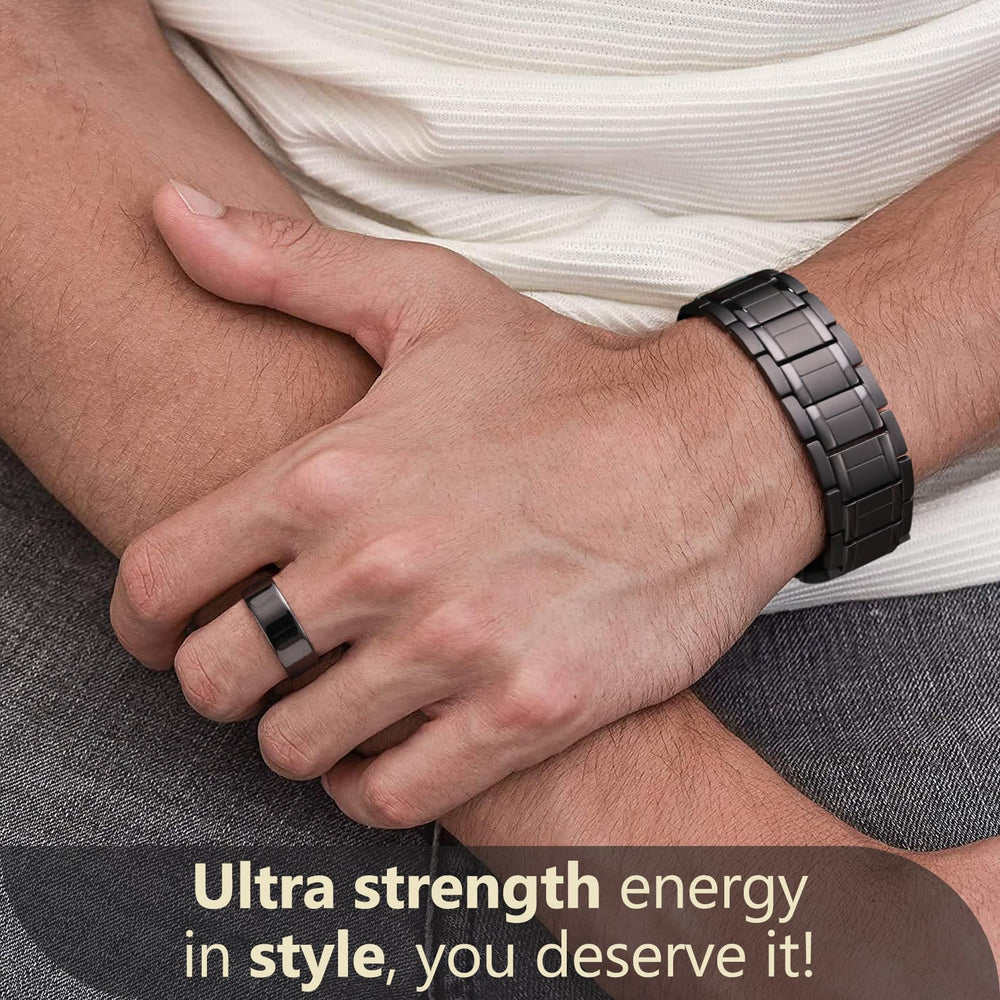 Feraco titanium steel texture close-up, hypoallergenic and durable for long-term comfort.