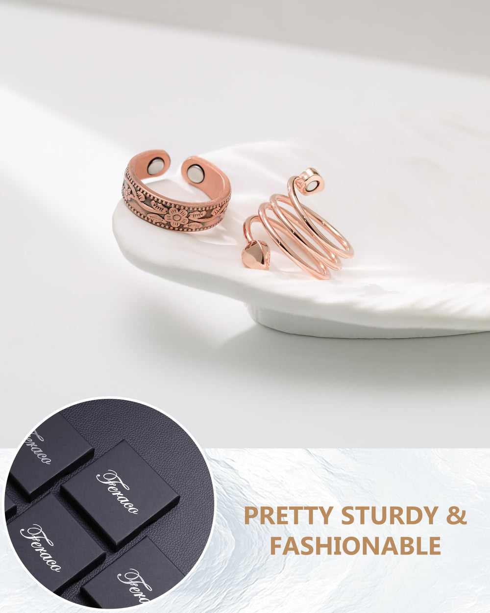 Feraco flower-design ring side view versatile with outfits