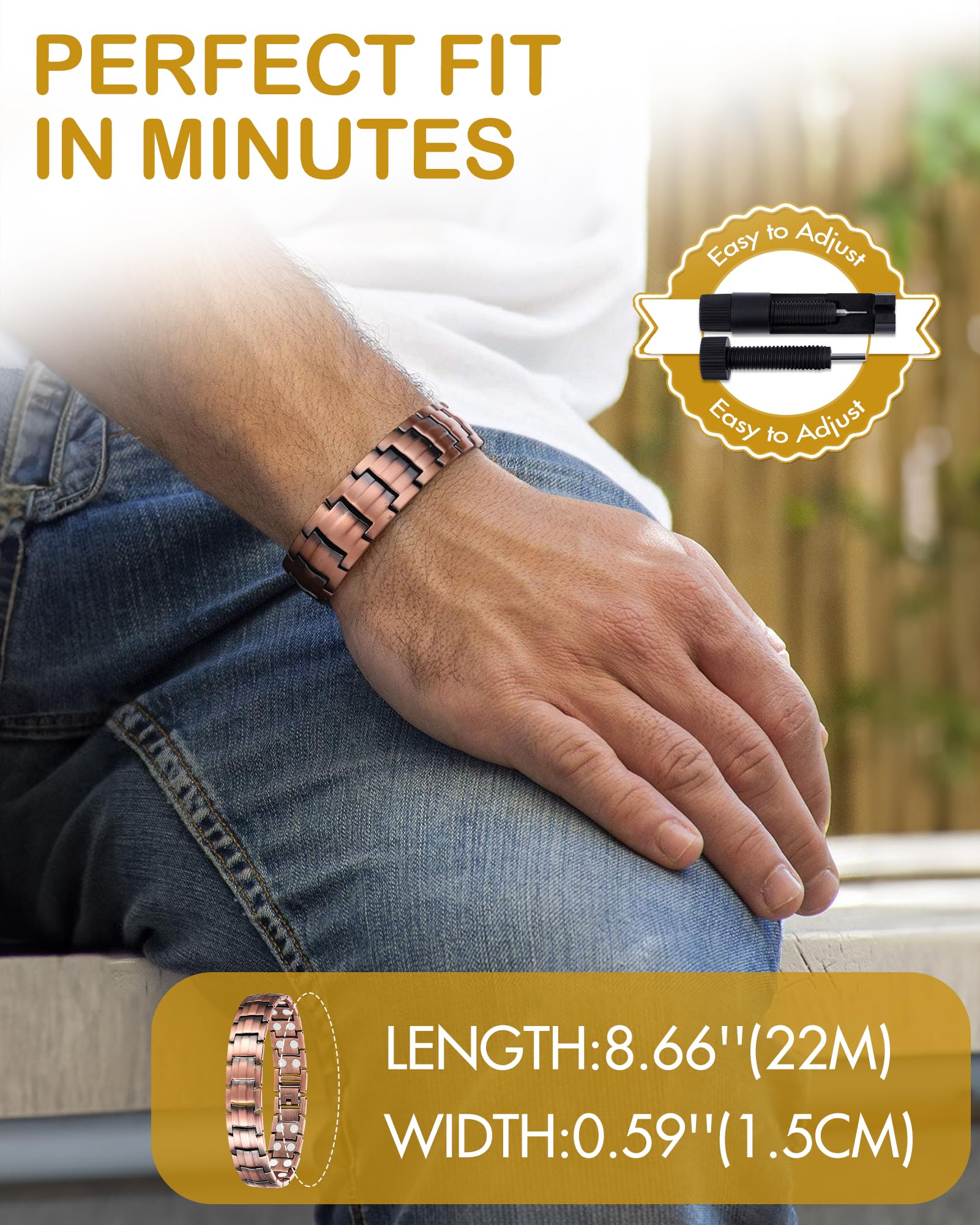 Feraco copper bracelet durable lacquer finish resists oxidation and scratches