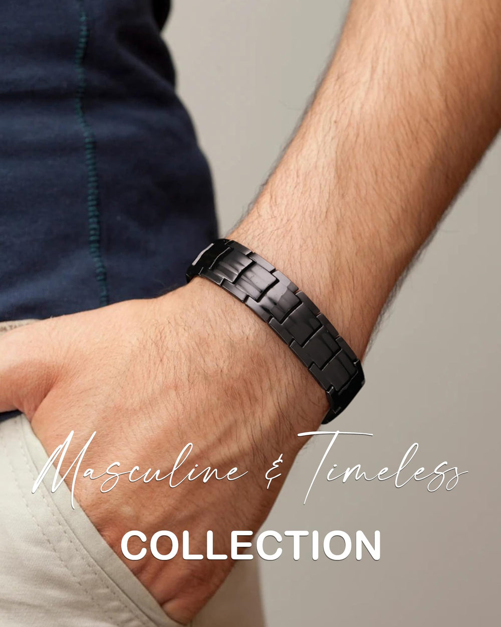 Feraco men's copper bracelet side profile emphasizes masculine design