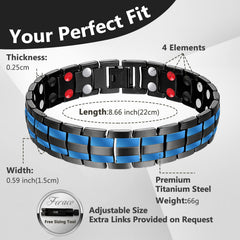Feraco magnetic bracelet with black IP plating resists scratches for daily wear.