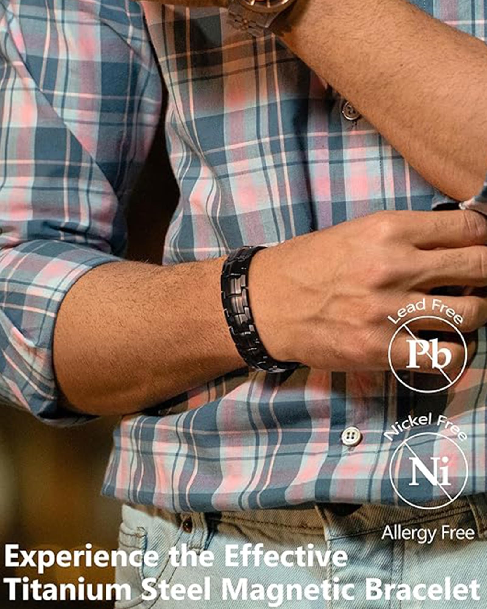 Feraco bracelet clasp close-up showing secure upgrade for everyday use.