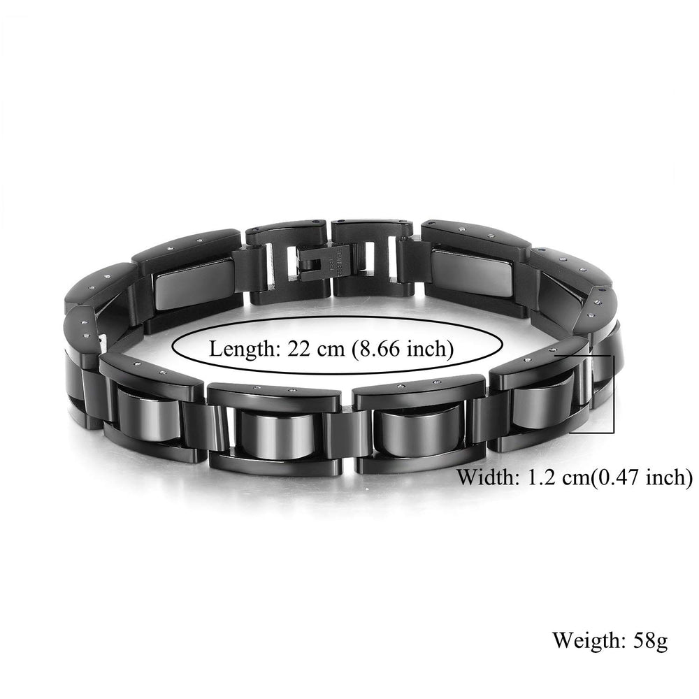 Feraco black titanium clasp detail for secure everyday wear.