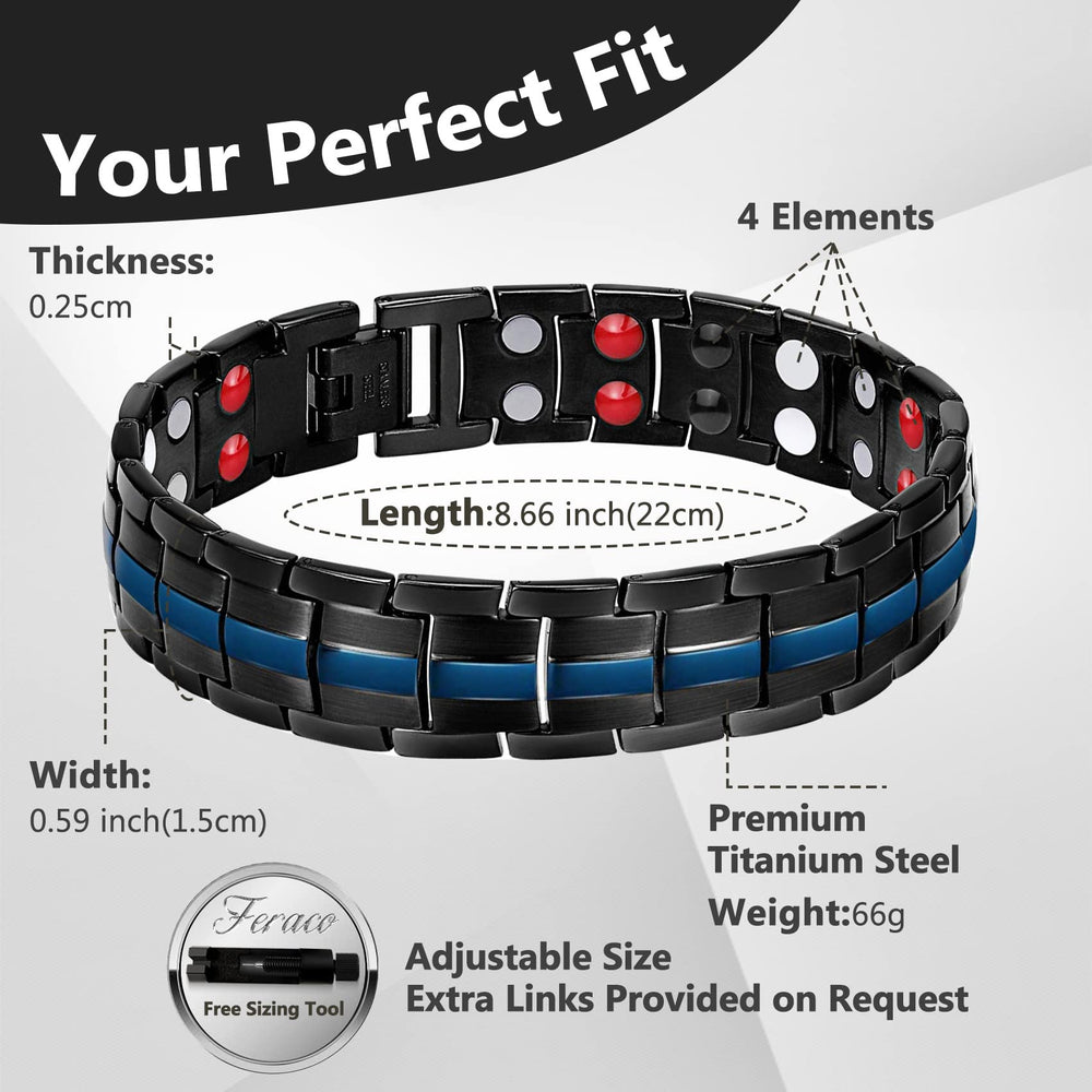 Feraco bracelet magnet details show two magnet rows for daily comfort.
