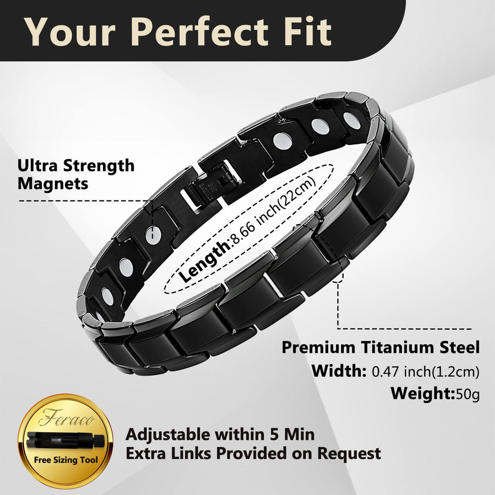 Feraco men's magnetic bracelet stylish matte black design enhances everyday outfits