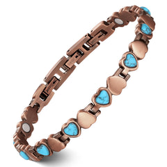 Feraco Ocean Heart bracelet with turquoise close-up enhances everyday elegance.