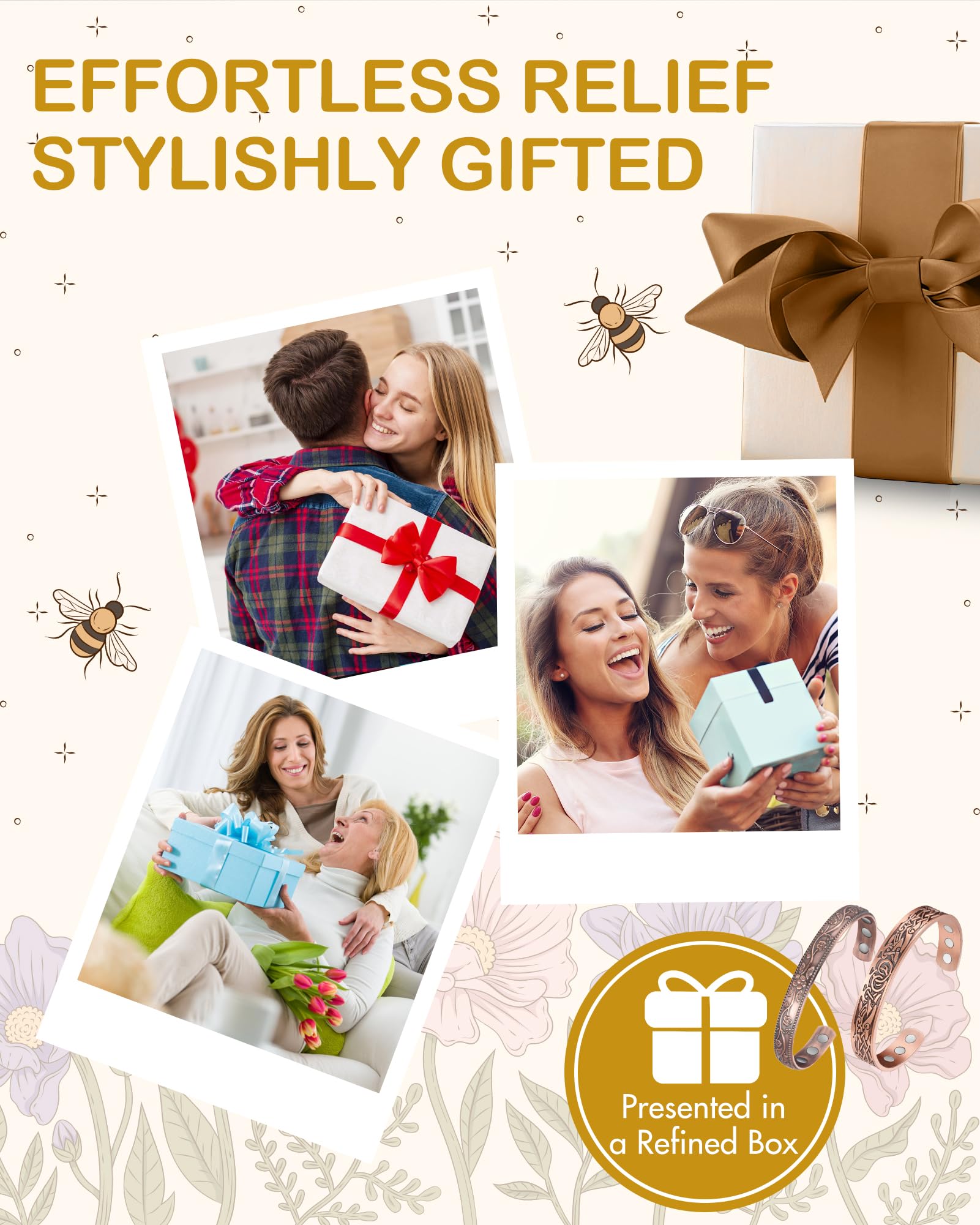 Feraco copper bracelet features an oxidation-resistant finish for long-lasting shine.