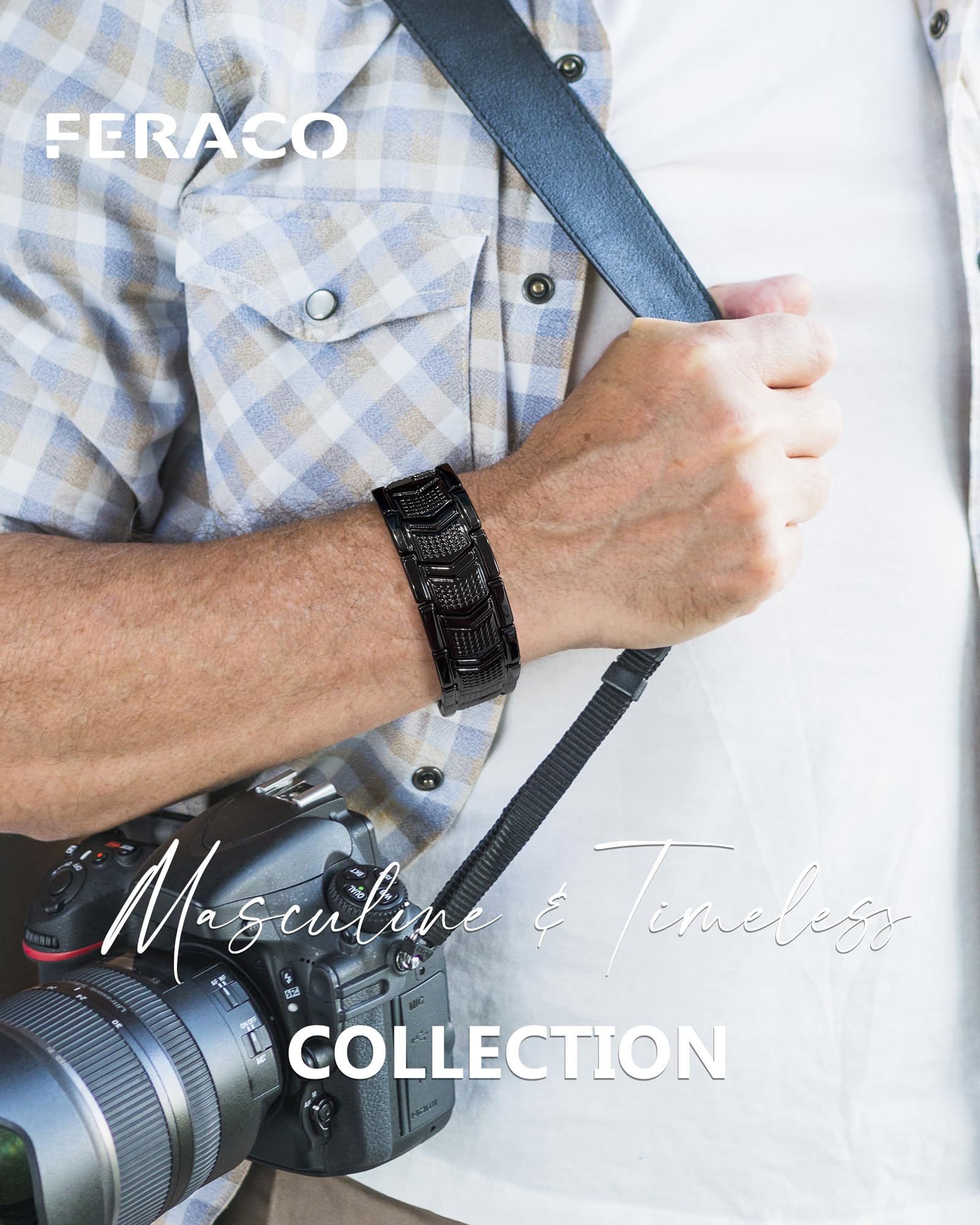 Feraco premium fold-over clasp bracelet designed for secure wear.