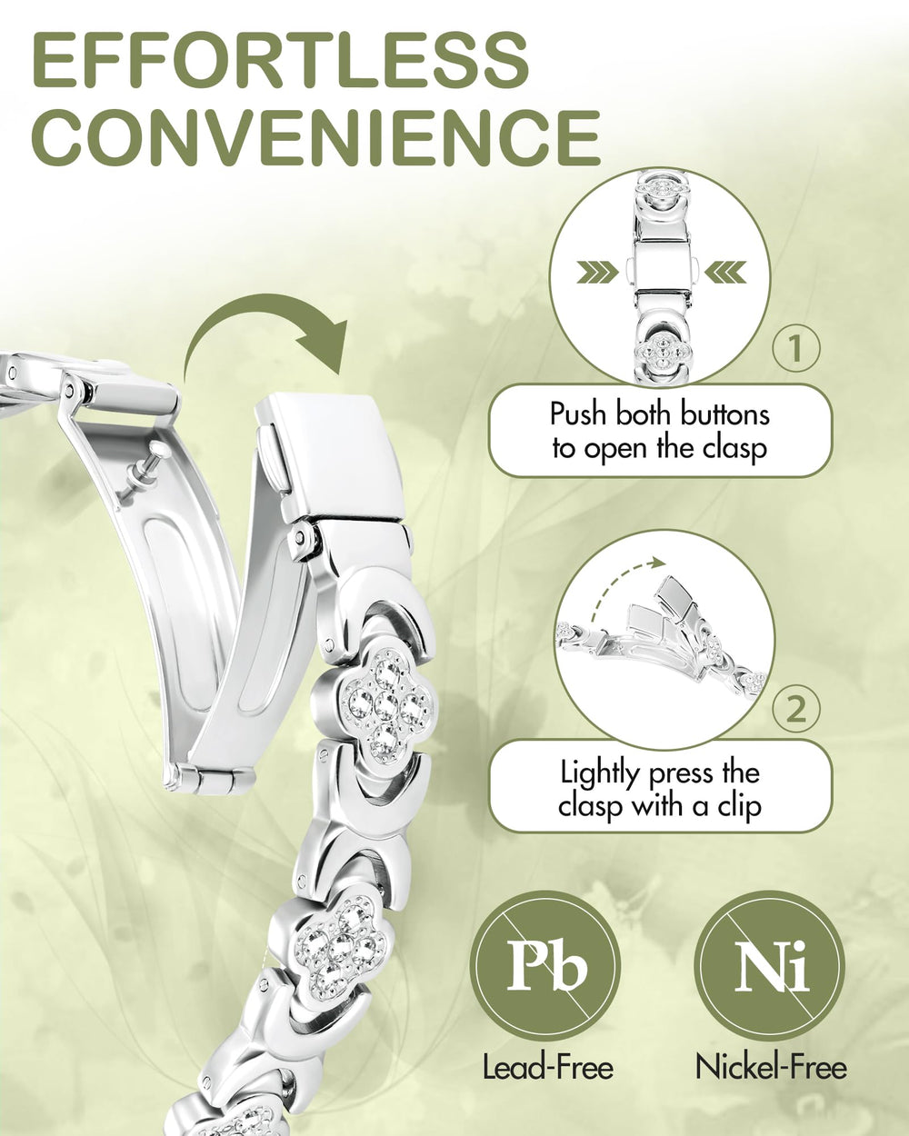 Feraco folding-clasp bracelet showing secure, easy-on/easy-off design