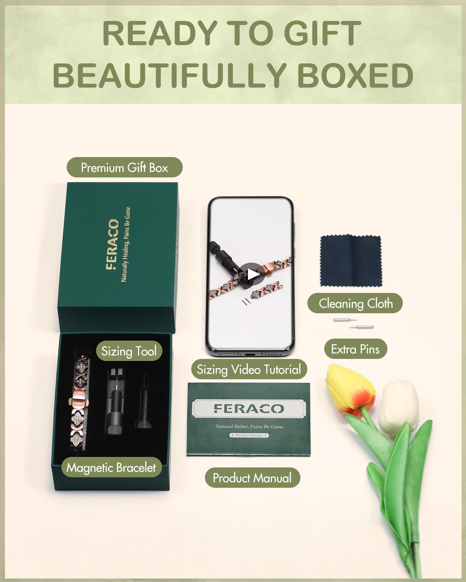 Feraco magnetic bracelet offers durable materials suited for all-day wear.