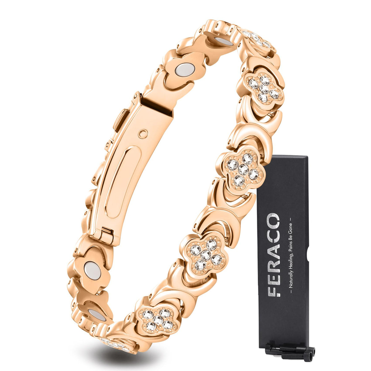 Feraco Pure Copper Bracelet with infinity clover design for timeless style.