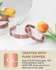Feraco pure copper bracelet side view highlights durable, hypoallergenic material for comfortable all-day use.