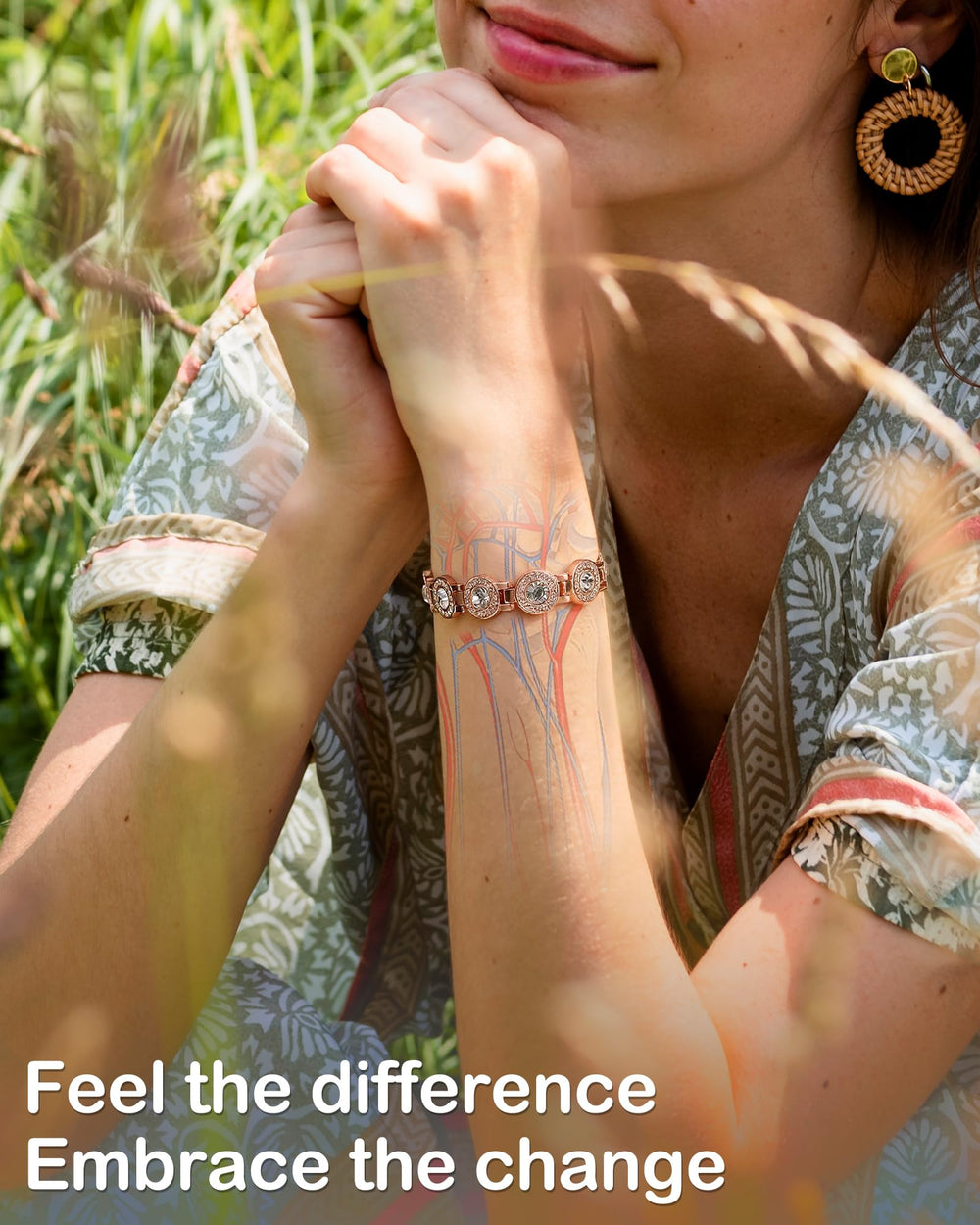 Feraco adjustable copper bracelet with sizing tool for a comfortable fit